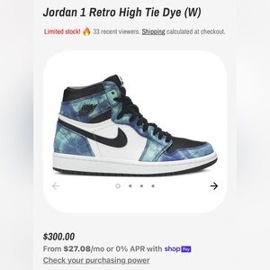 Nike Jordans - Tie Dye - Womens Size 10/Mens 8.5